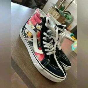 Vans Skateboard Shoe mens sz 4.5 women’s Sz 6 Hi Top Floral Edgy Skater Lace Up